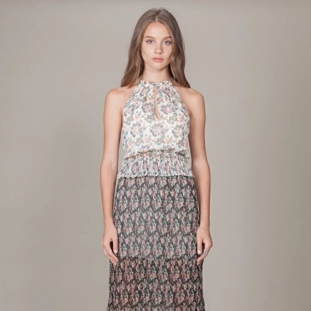 FOXIEDOX Antonia Halter Chiffon Maxi Dress.